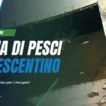 Grafica Fishingmania sulla moria di pesci a Crescentino, con la foto del canale vicino alla centralina elettrica. Fonte foto: Prima Chivasso.